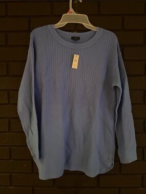 Talbots Women’s Sky Blue Ribbed Crewneck Sweater